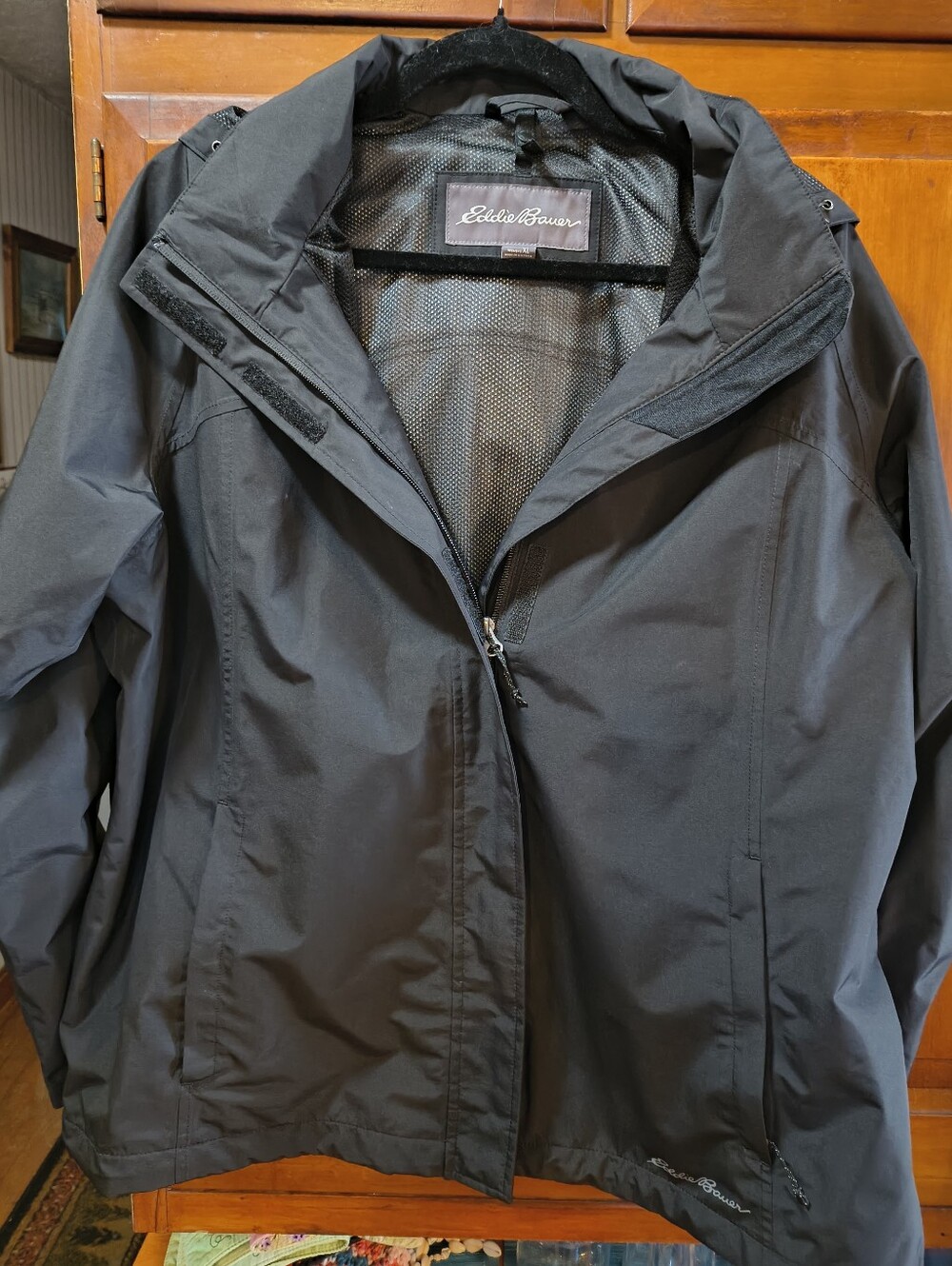 Eddie Bauer Black Waterproof Trench Coat XL